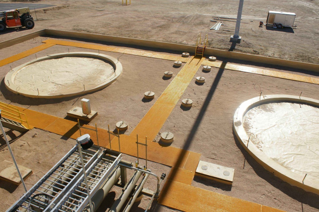 Fibergrate walkways at an Oil Polishing Facility in north eastern Colorado