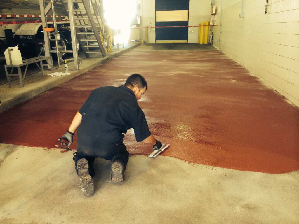 International Coatings resin-rich epoxy floor installation at a dairy in east central Colorado