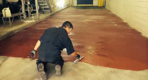 International Coatings resin-rich epoxy floor installation at a dairy in east central Colorado